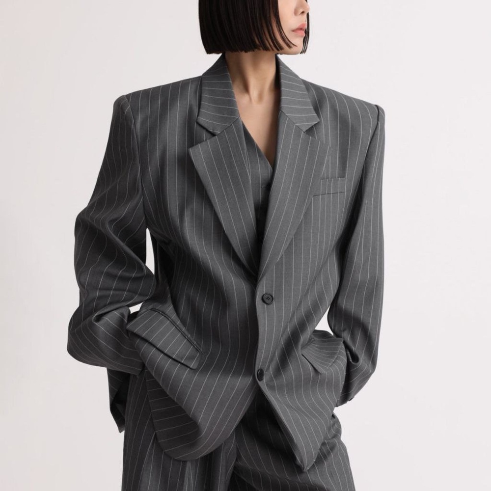 The Frankie shop Pinstripe Gray Women Blazer Suit Jacket